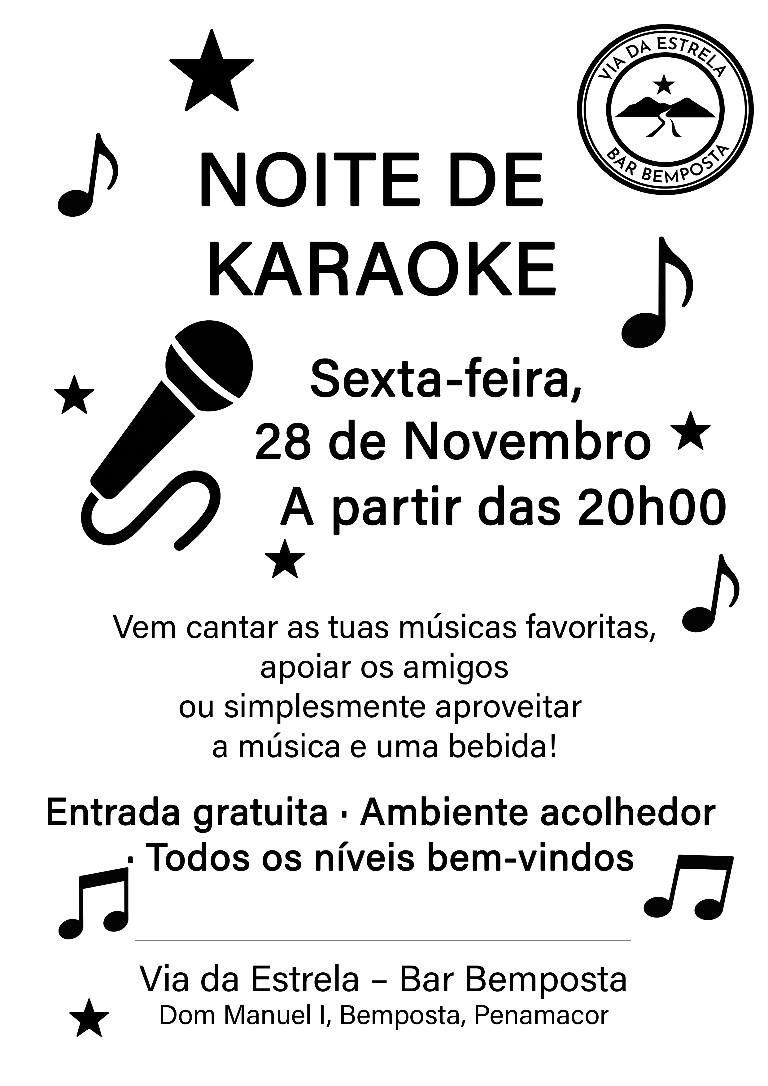 Noite de Karaoke no Via da Estrela – Bar Bemposta